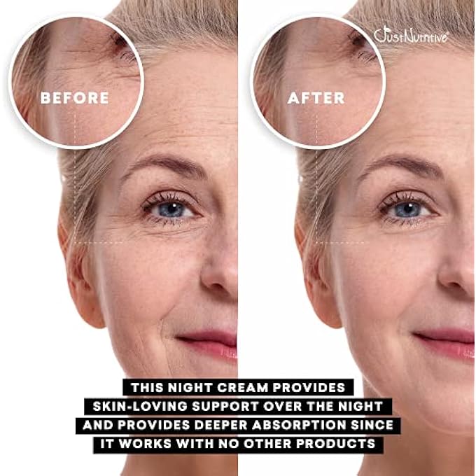 Just Nutritive ANTI-AGING NIGHT FACIAL CREAM | BEST NIGHT CREAM FOR AWESOME LOOKING SKIN | ANTI WRINKLE CREAM | ANTI AGING NIGHT CREAM FOR FACE | ANTI AGING SKIN CARE 2OZ - Image 4